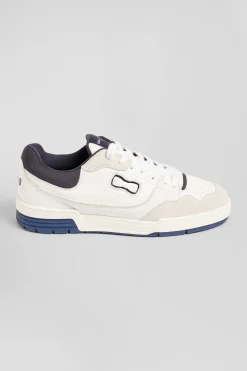 Basket en cuir blanches et bleu marine EP10