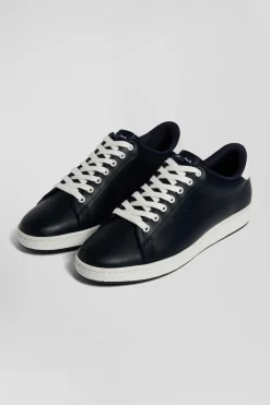 Baskets basses en cuir bleu marine