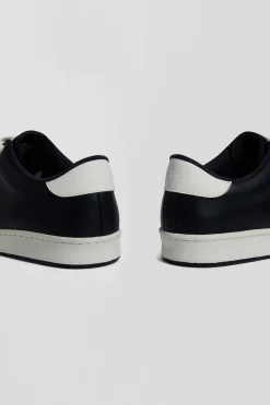Baskets basses en cuir bleu marine