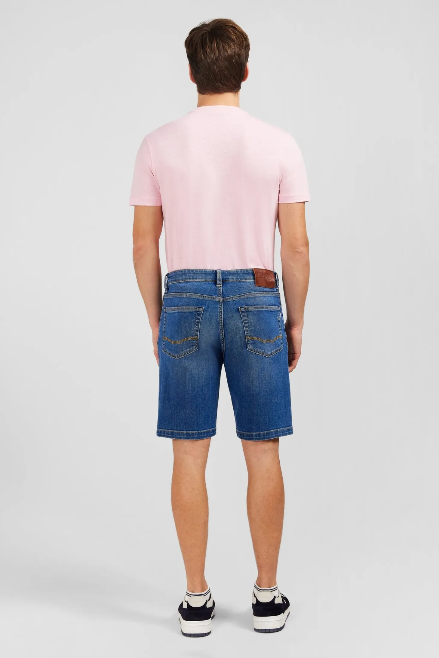 Bermuda bleu foncé en jean effet délavé
