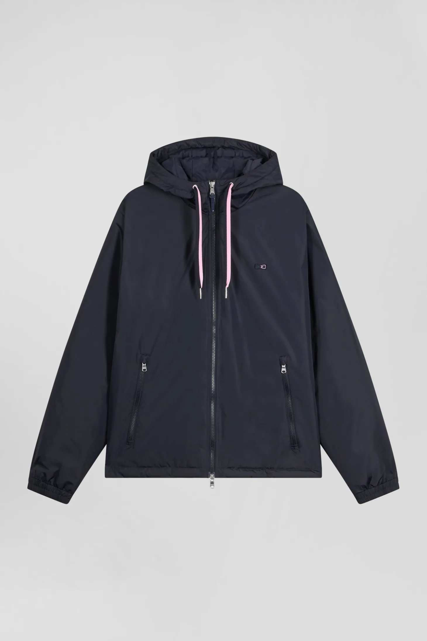 Blouson coupe-vent à capuche bleu marine