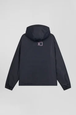 Blouson coupe-vent à capuche bleu marine