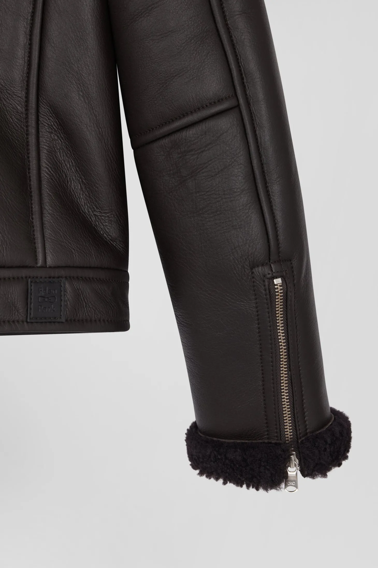 Blouson perfecto en cuir marron coupe Regular