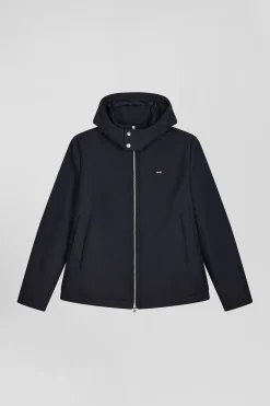 Blouson zippé à capuche bleu marine