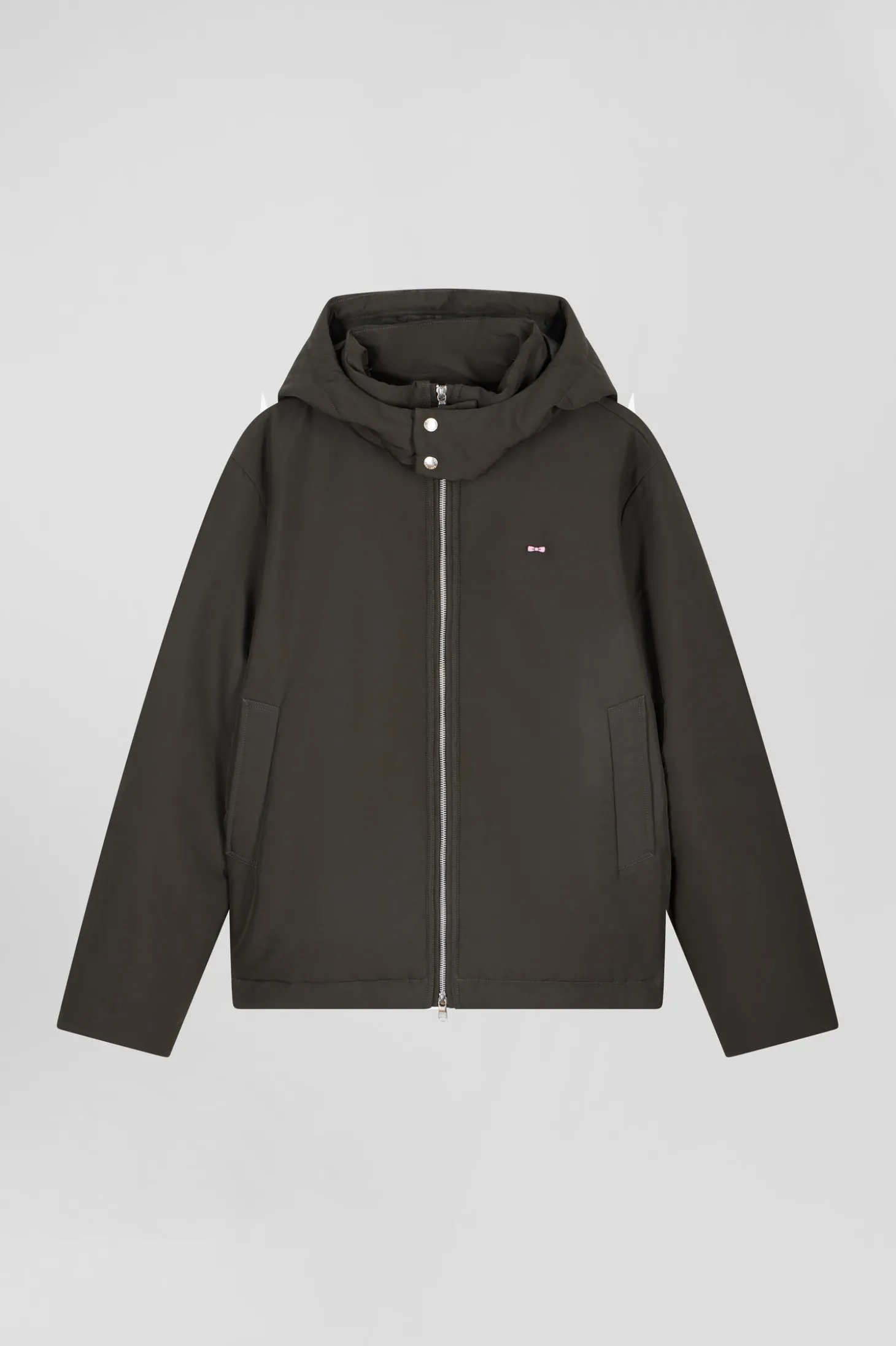 Blouson zippé à capuche kaki