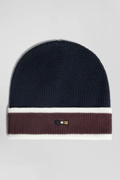 Bonnet en coton bleu marine jacquard EP10