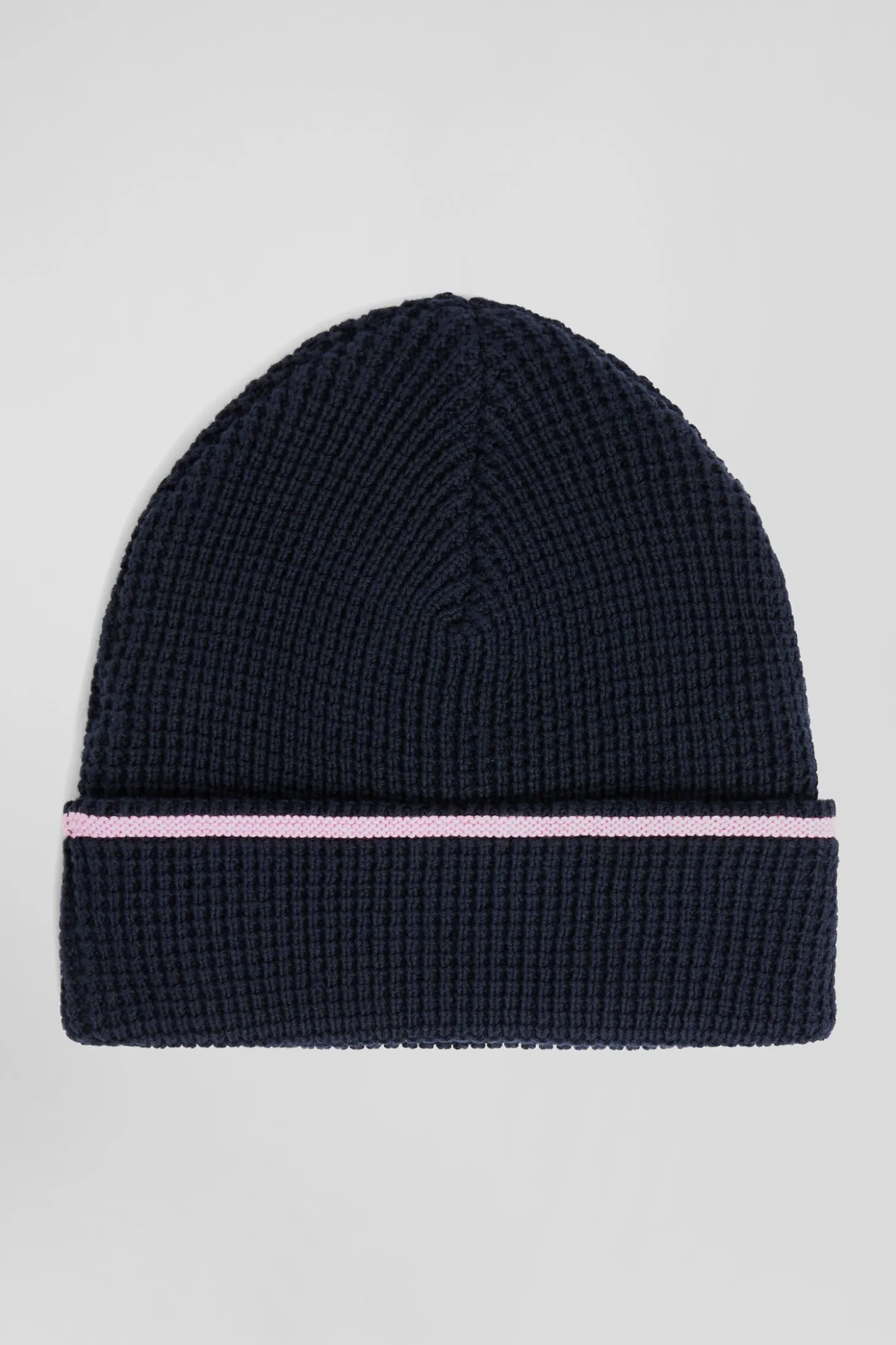 Bonnet en coton bleu marine détails roses