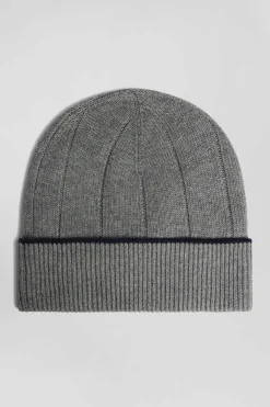 Bonnet en coton et cachemire liseré contrasté