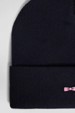 Bonnet en coton et cachemire bleu marine