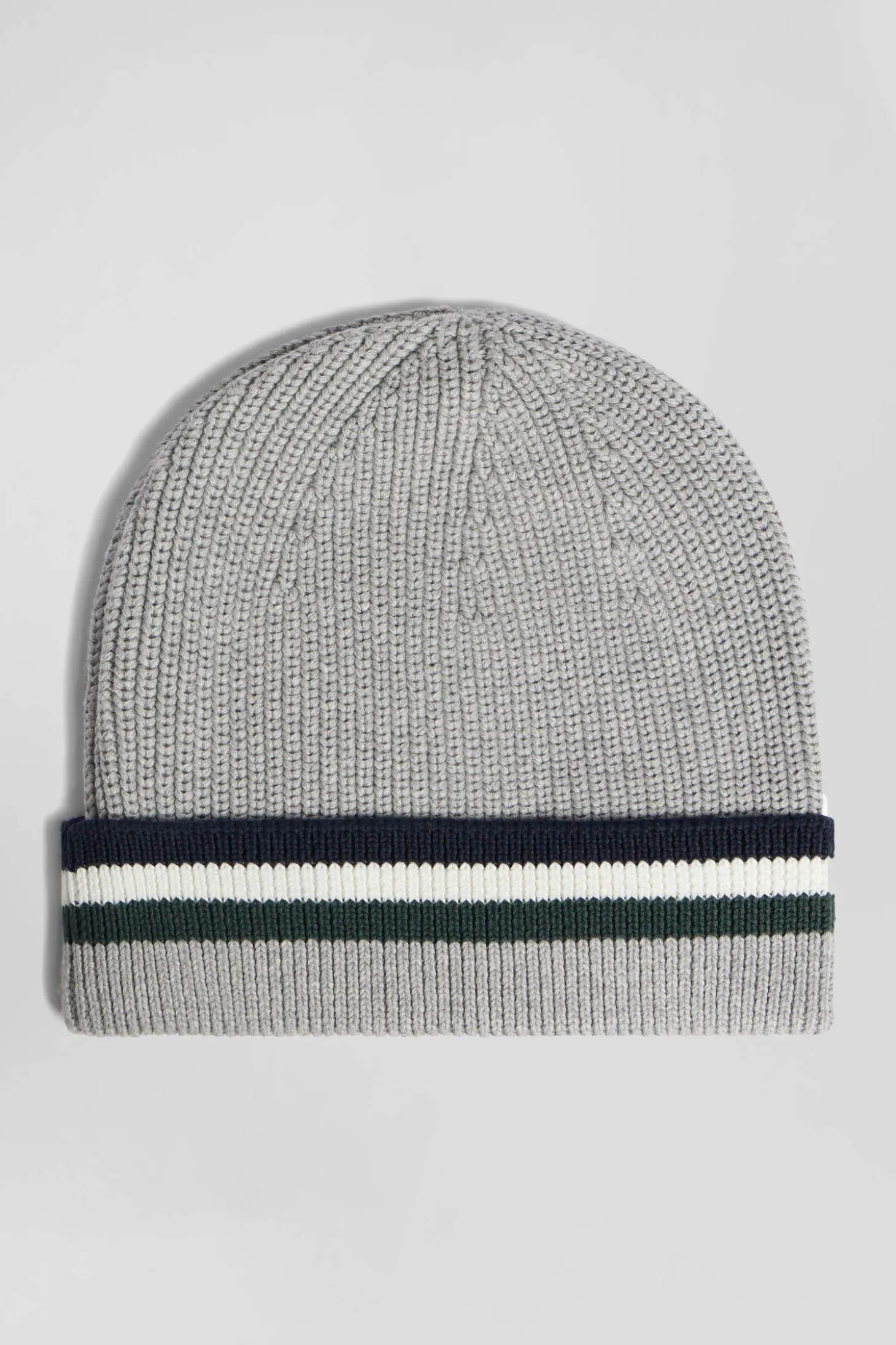 Bonnet en coton gris à revers rayé