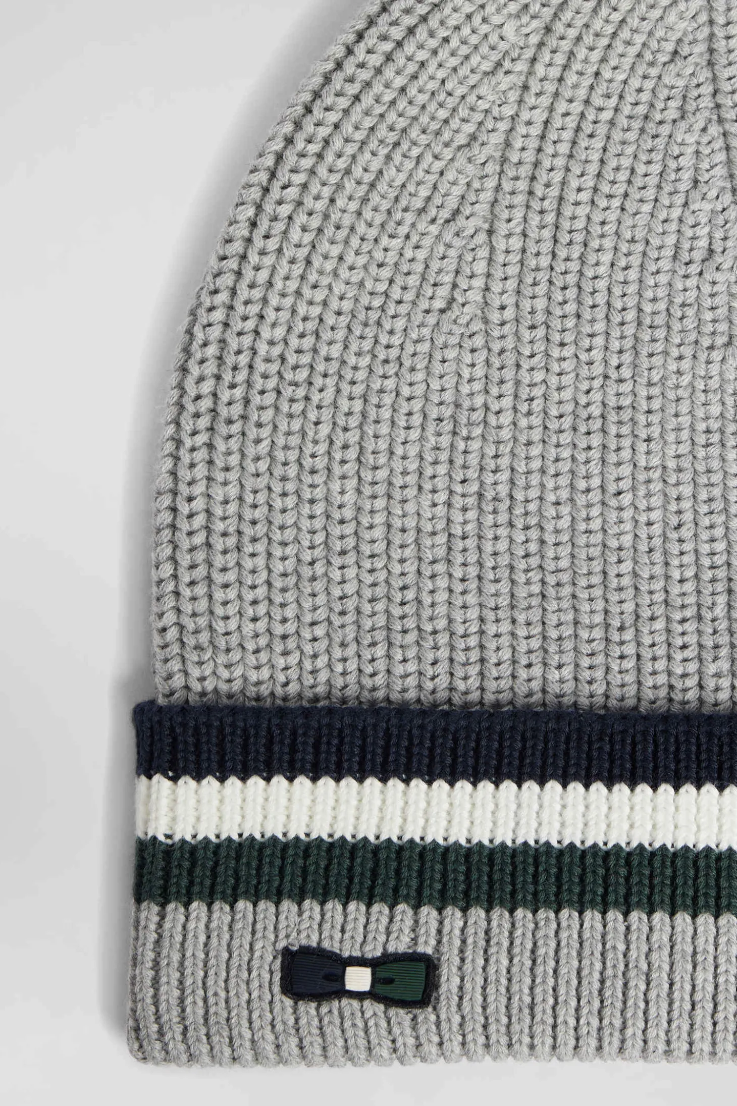 Bonnet en coton gris à revers rayé