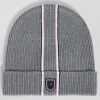 Bonnet en coton gris rayures roses et blanches