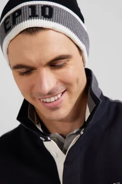 Bonnet en coton noir jacquard EP10