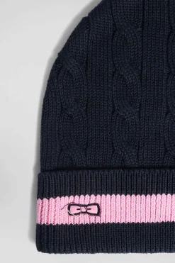 Bonnet en coton torsadé bleu marine
