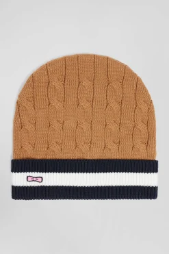 Bonnet en coton torsadé camel