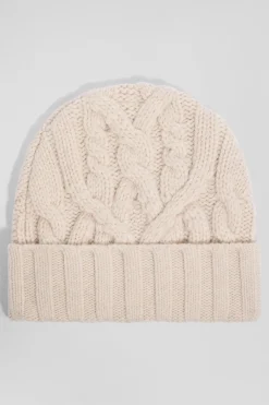 Bonnet en laine torsadée écru