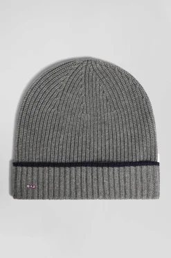 Bonnet en maille côtelée gris anthracite