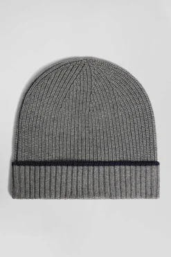 Bonnet en maille côtelée gris anthracite