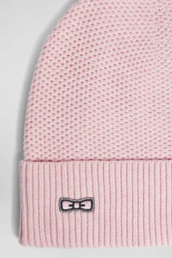 Bonnet uni en coton tricoté rose
