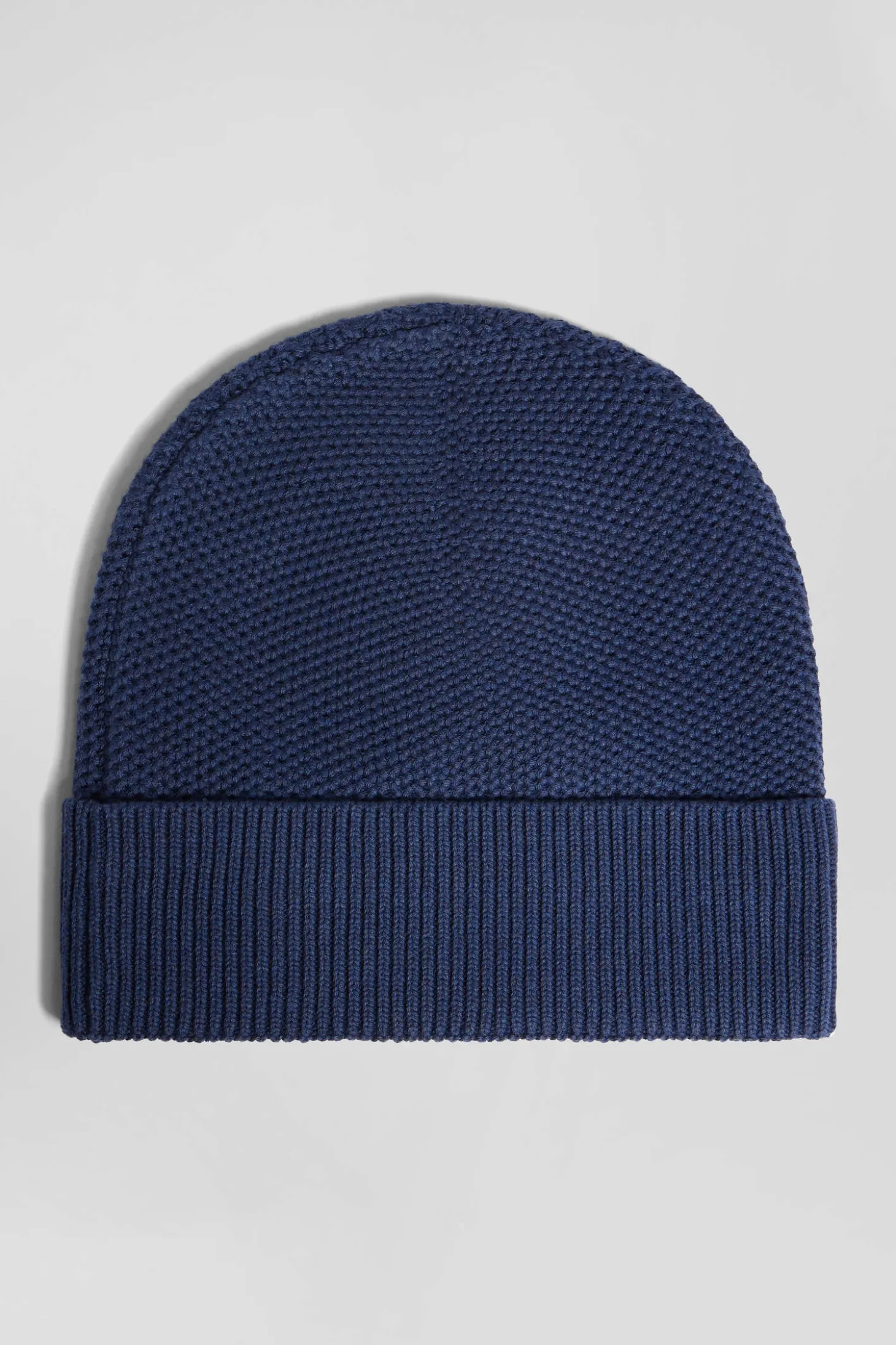 Bonnet uni en coton tricoté bleu marine