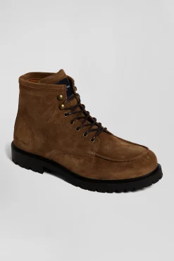 Boots à semelles crantées en cuir marron