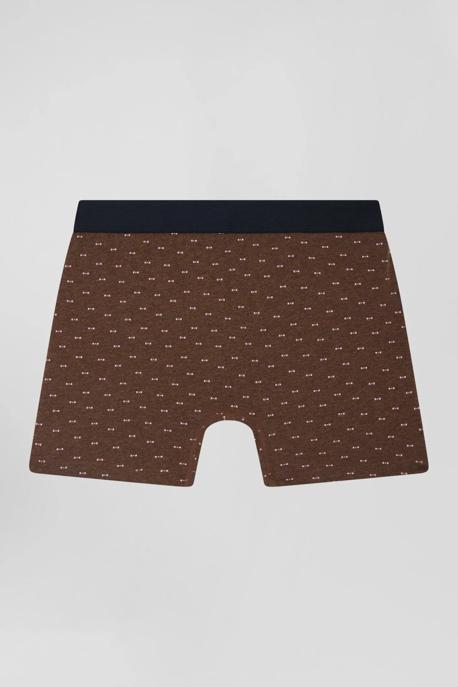Boxer à micro motifs nœud papillon marron et rose en coton stretch