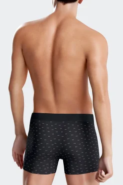 Boxer à micro motifs nœud papillon bleu marine et rose en coton stretch