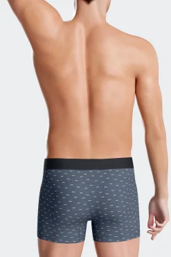 Boxer à micro motifs nœud papillon bleu et rose en coton stretch