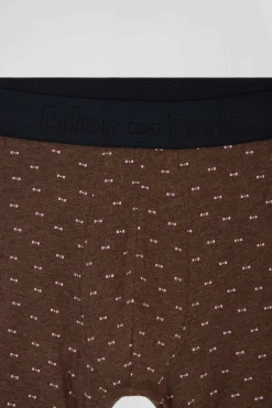 Boxer à micro motifs nœud papillon marron et rose en coton stretch