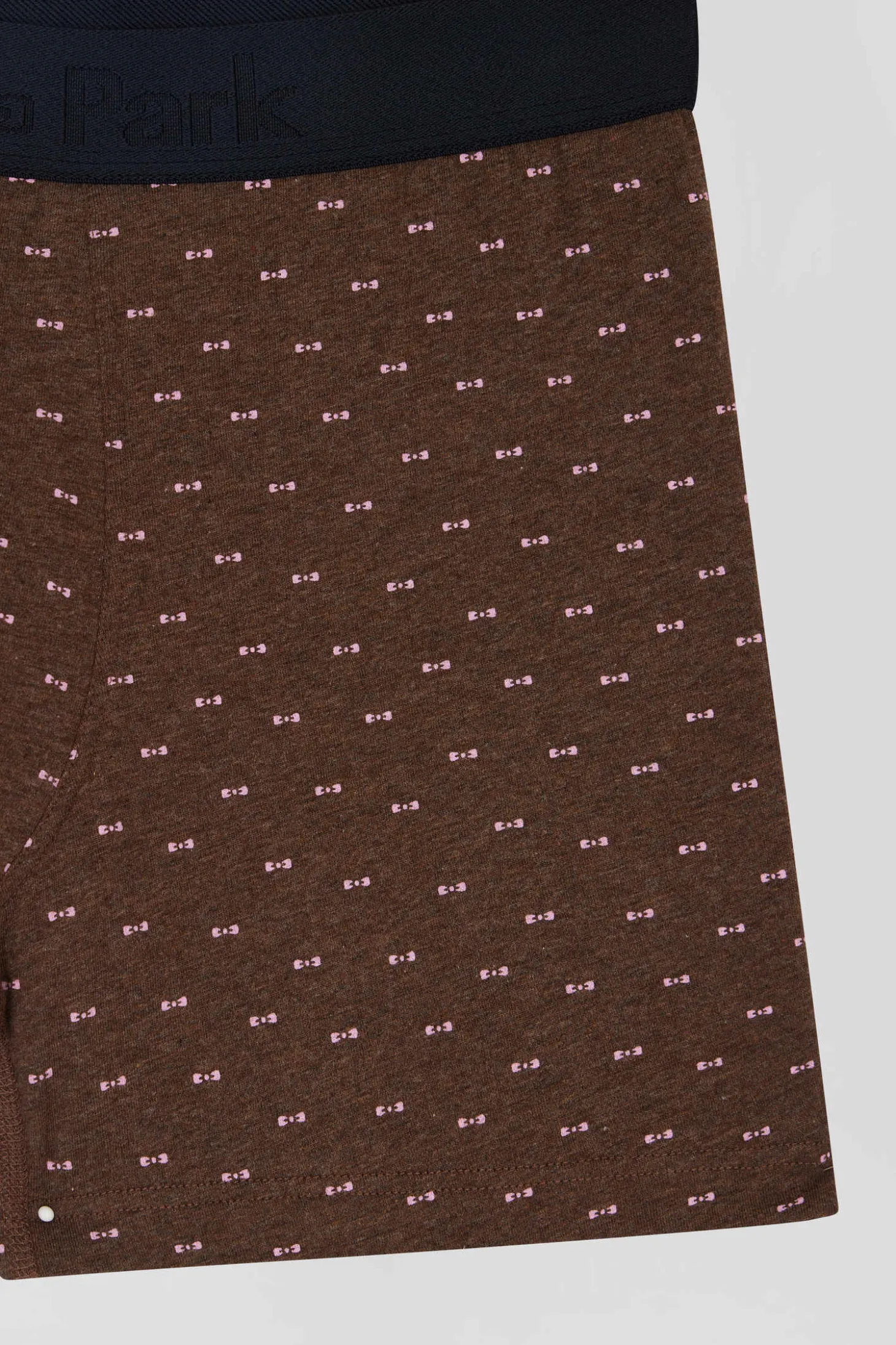 Boxer à micro motifs nœud papillon marron et rose en coton stretch