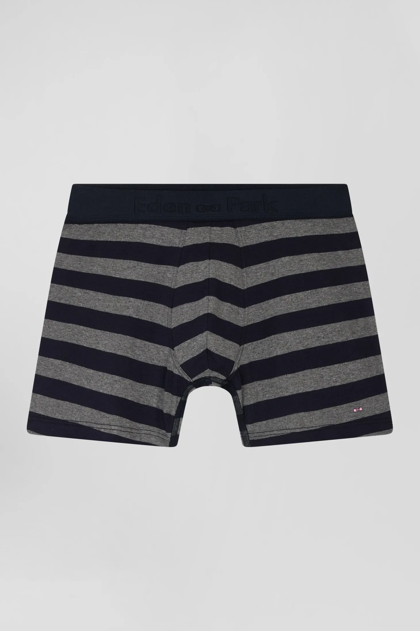 Boxer cerclé en coton stretch gris anthracite