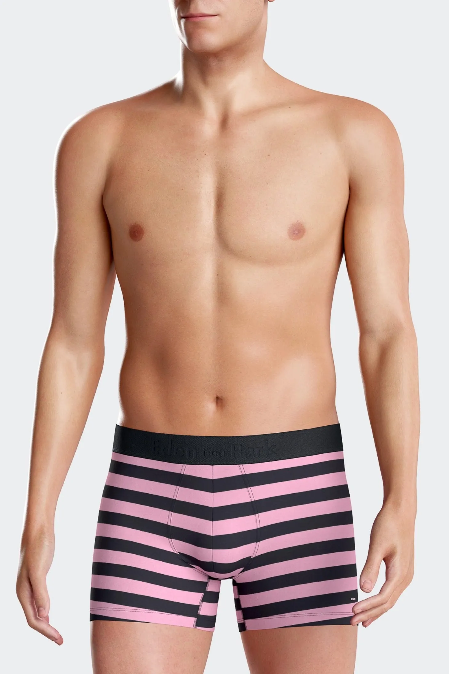Boxer cerclé en coton stretch rose