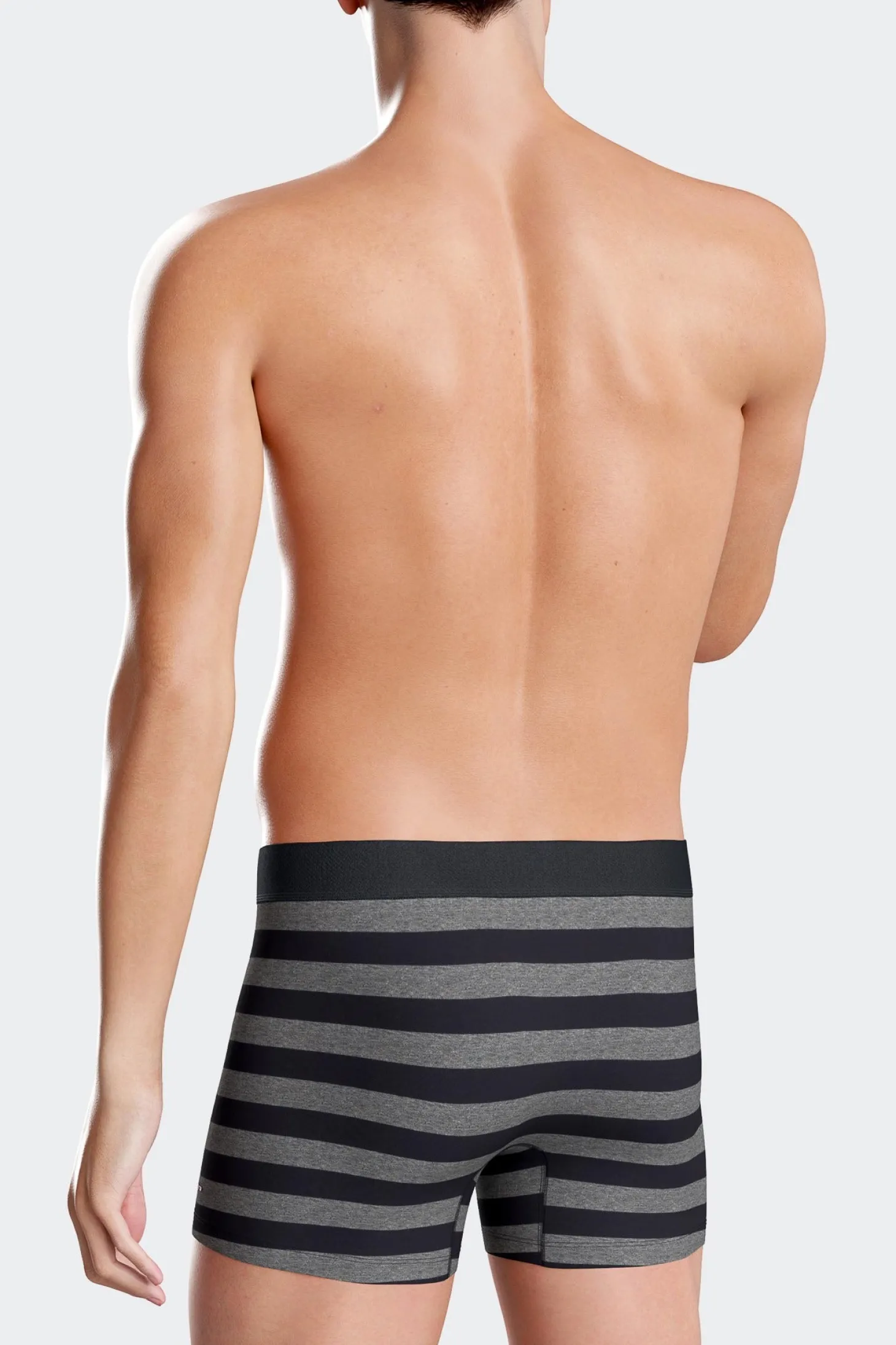 Boxer cerclé en coton stretch gris anthracite