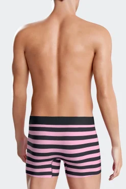 Boxer cerclé en coton stretch rose