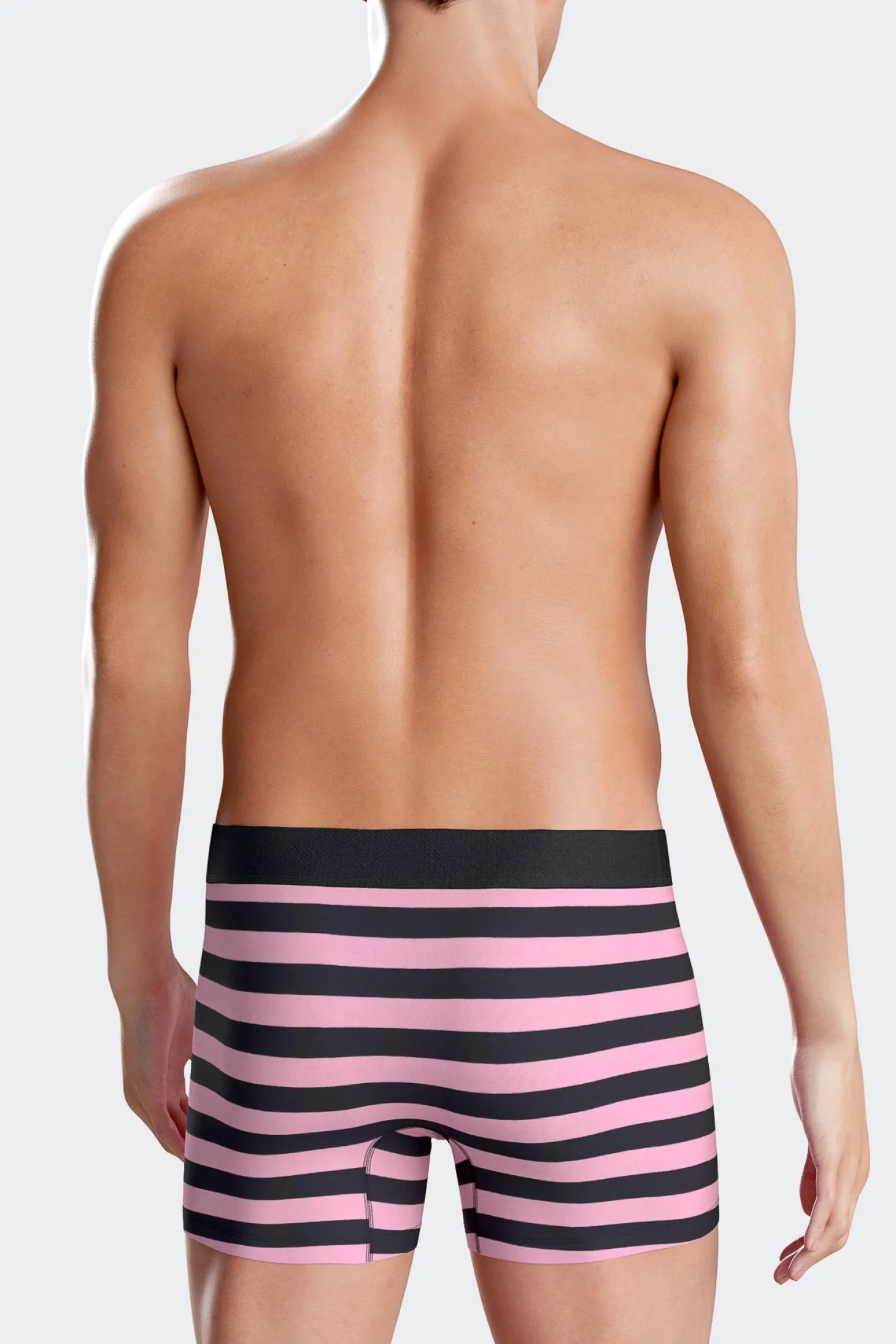 Boxer cerclé en coton stretch rose