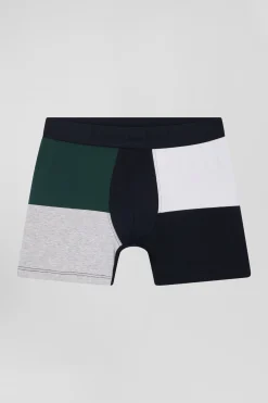 Boxer colorblock en coton stretch vert