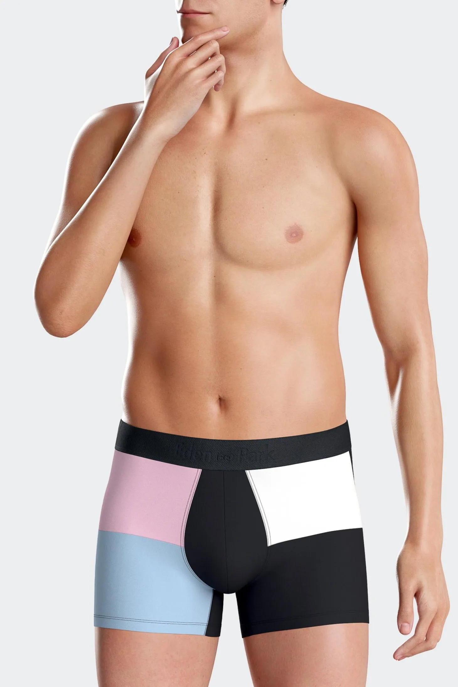 Boxer colorblock en coton stretch rose