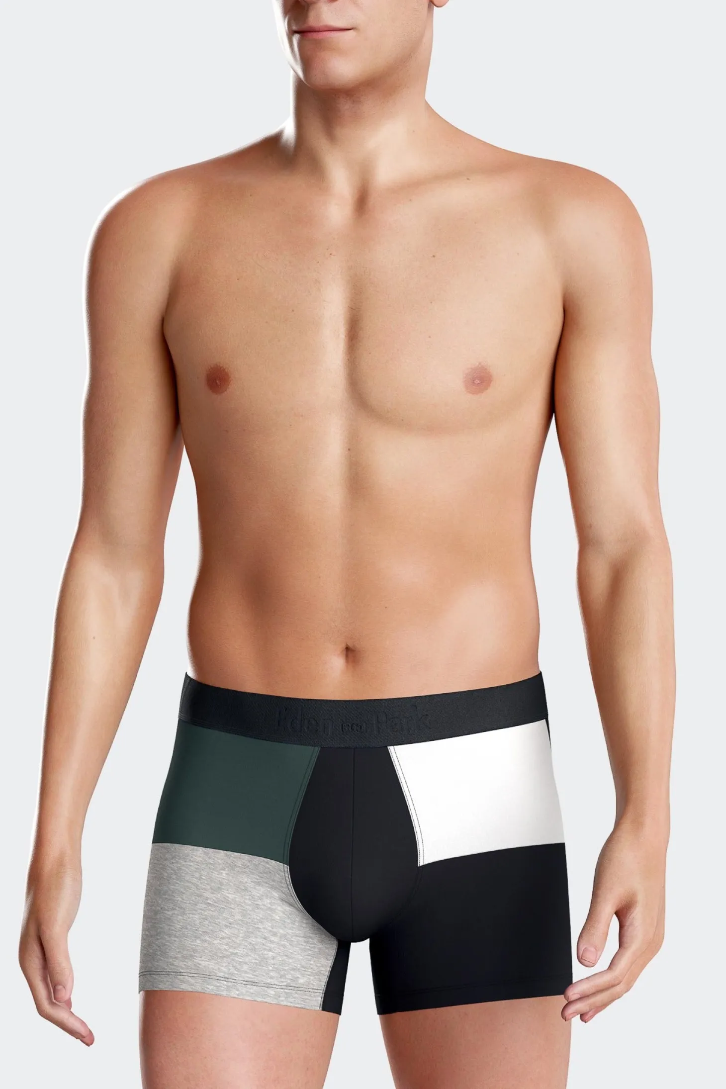 Boxer colorblock en coton stretch vert