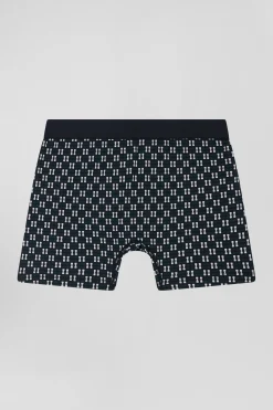 Boxer en coton stretch à micro-motifs vert