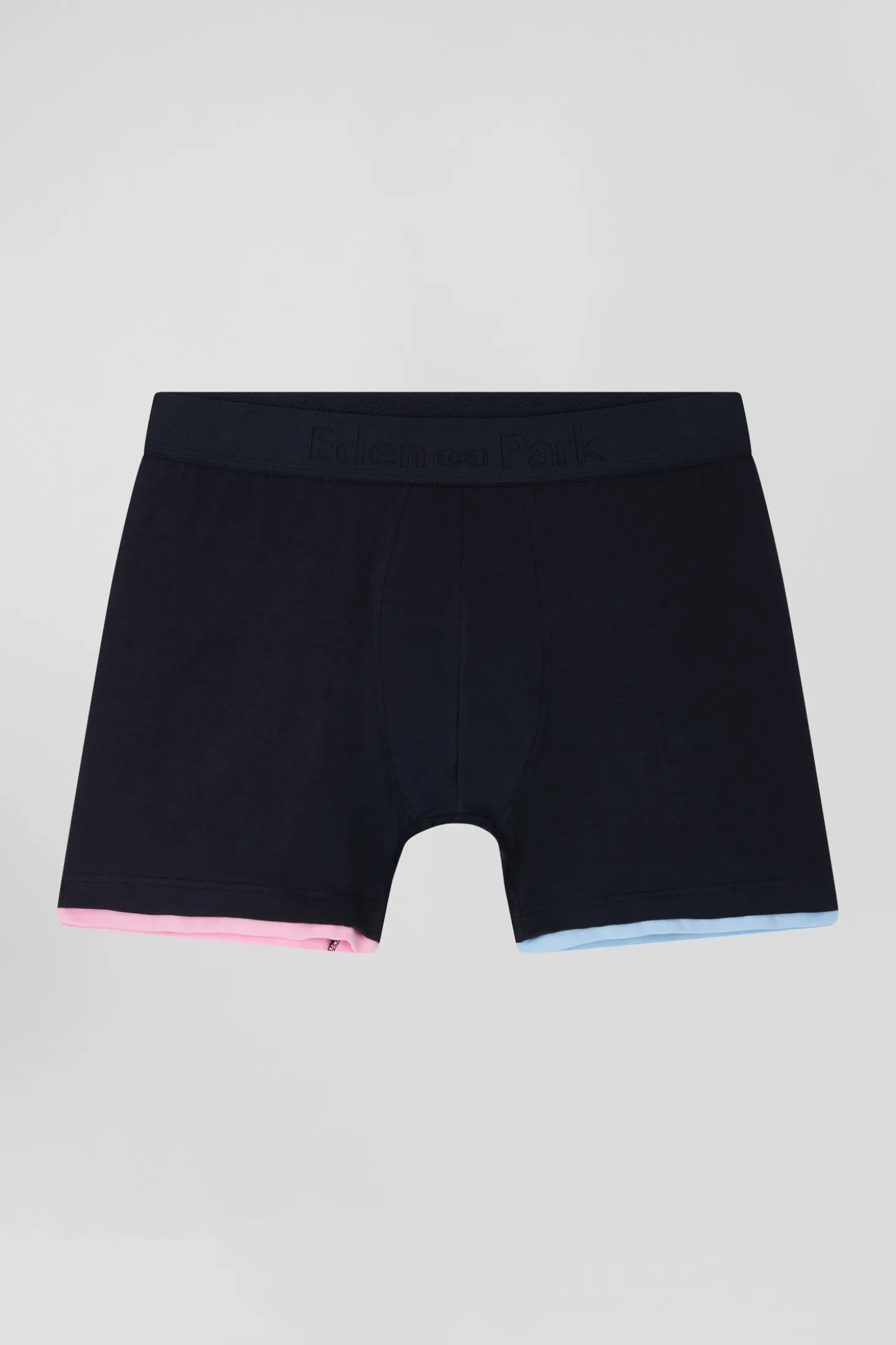 Boxer en coton stretch bleu marine liserés contrastés