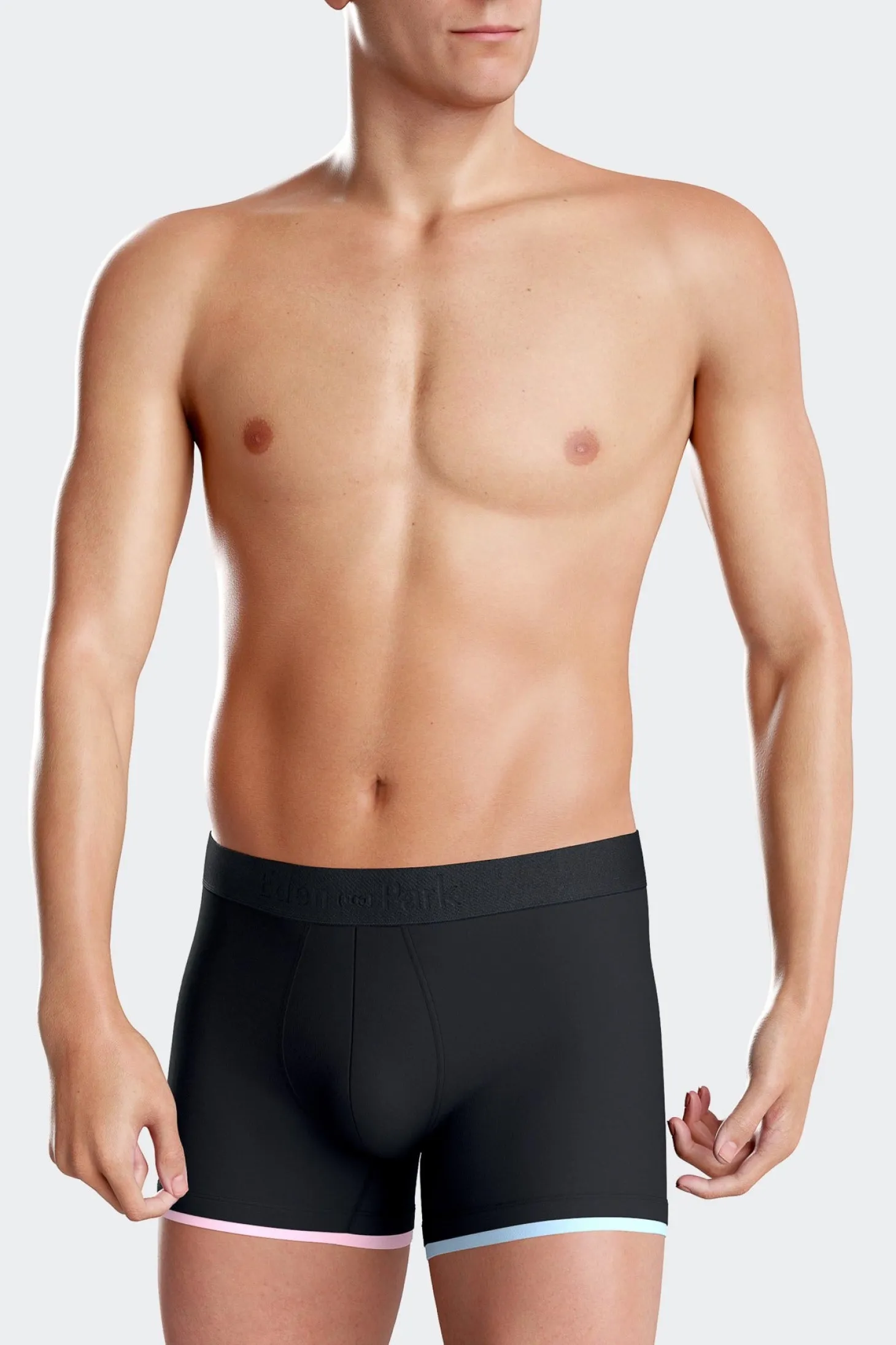 Boxer en coton stretch bleu marine liserés contrastés