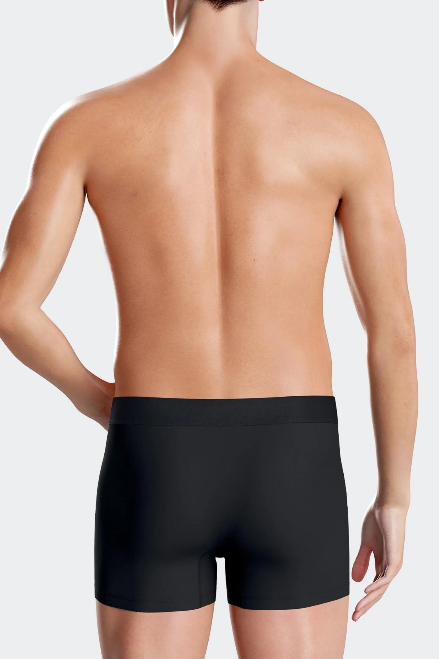Boxer en coton stretch bleu marine à passepoil rose