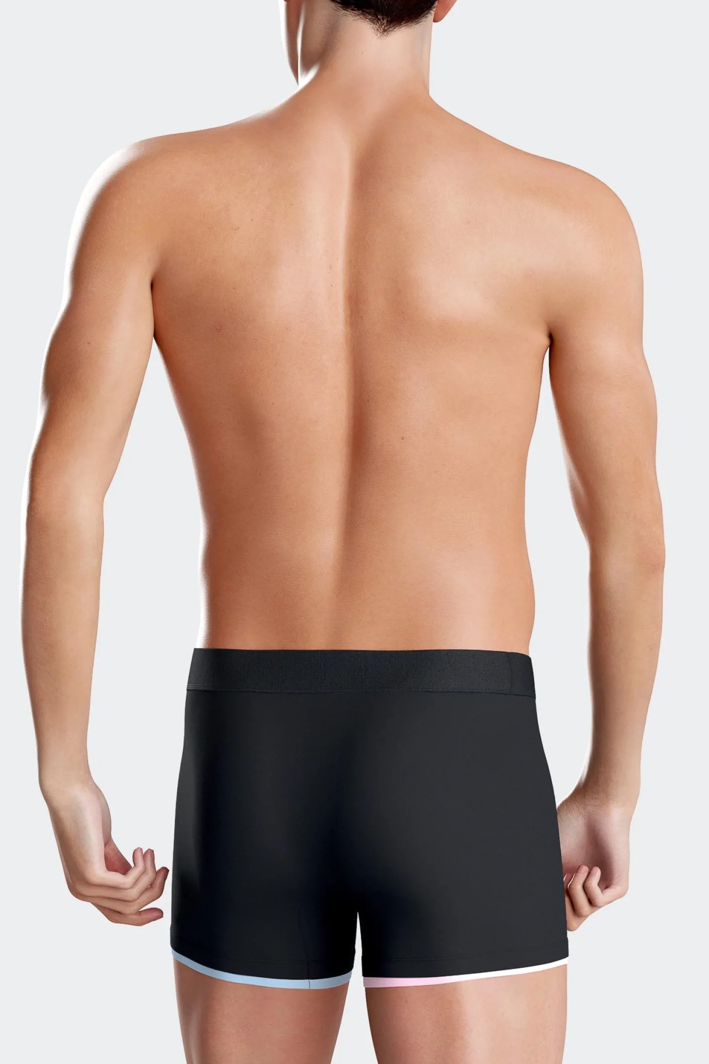 Boxer en coton stretch bleu marine liserés contrastés