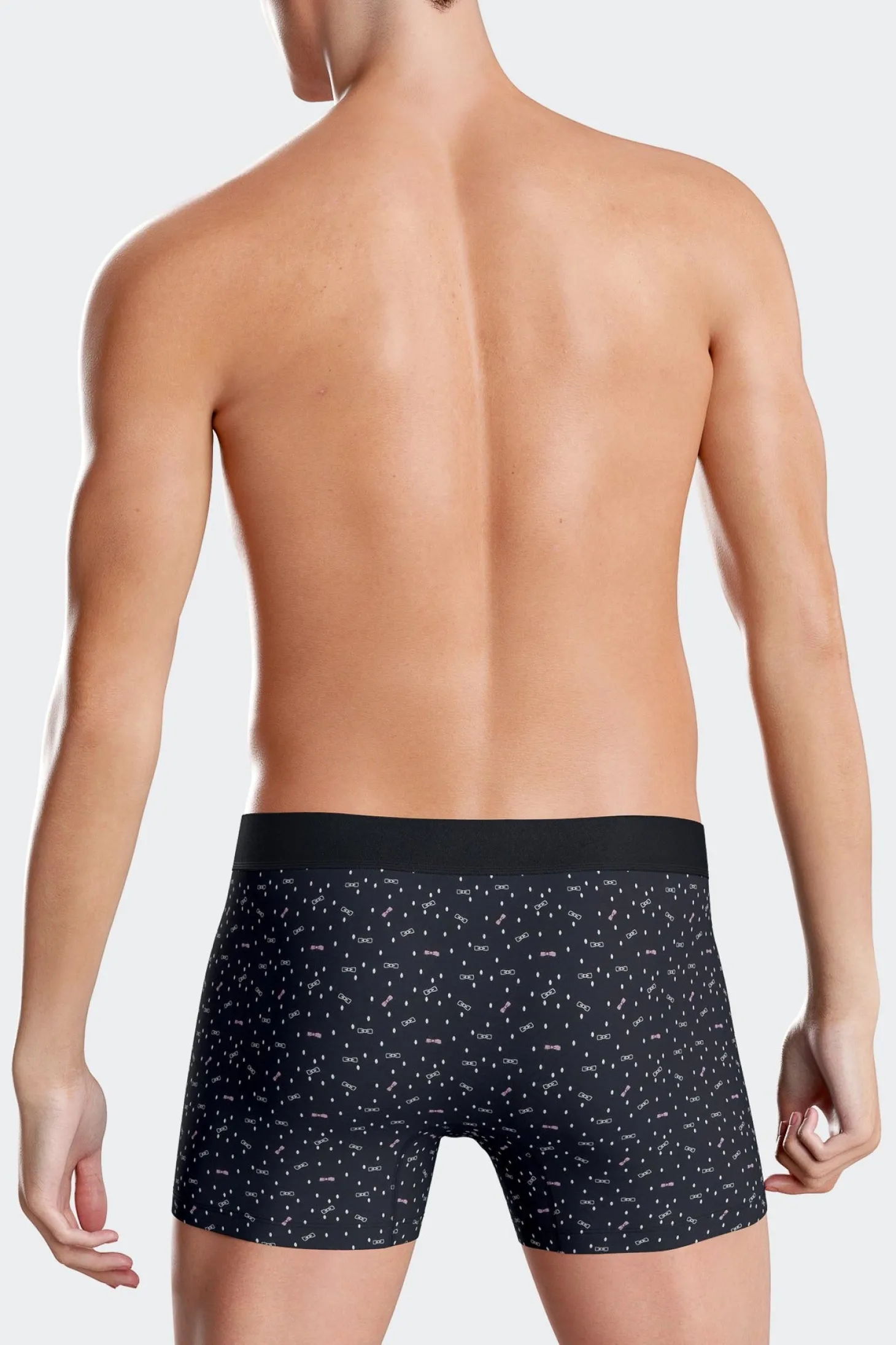 Boxer en coton stretch bleu marine micro-motifs nœuds papillon