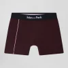 Boxer en coton stretch bordeaux à passepoil rose