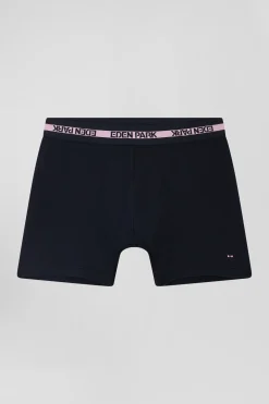 Boxer en coton stretch élastique taille siglé bleu marine