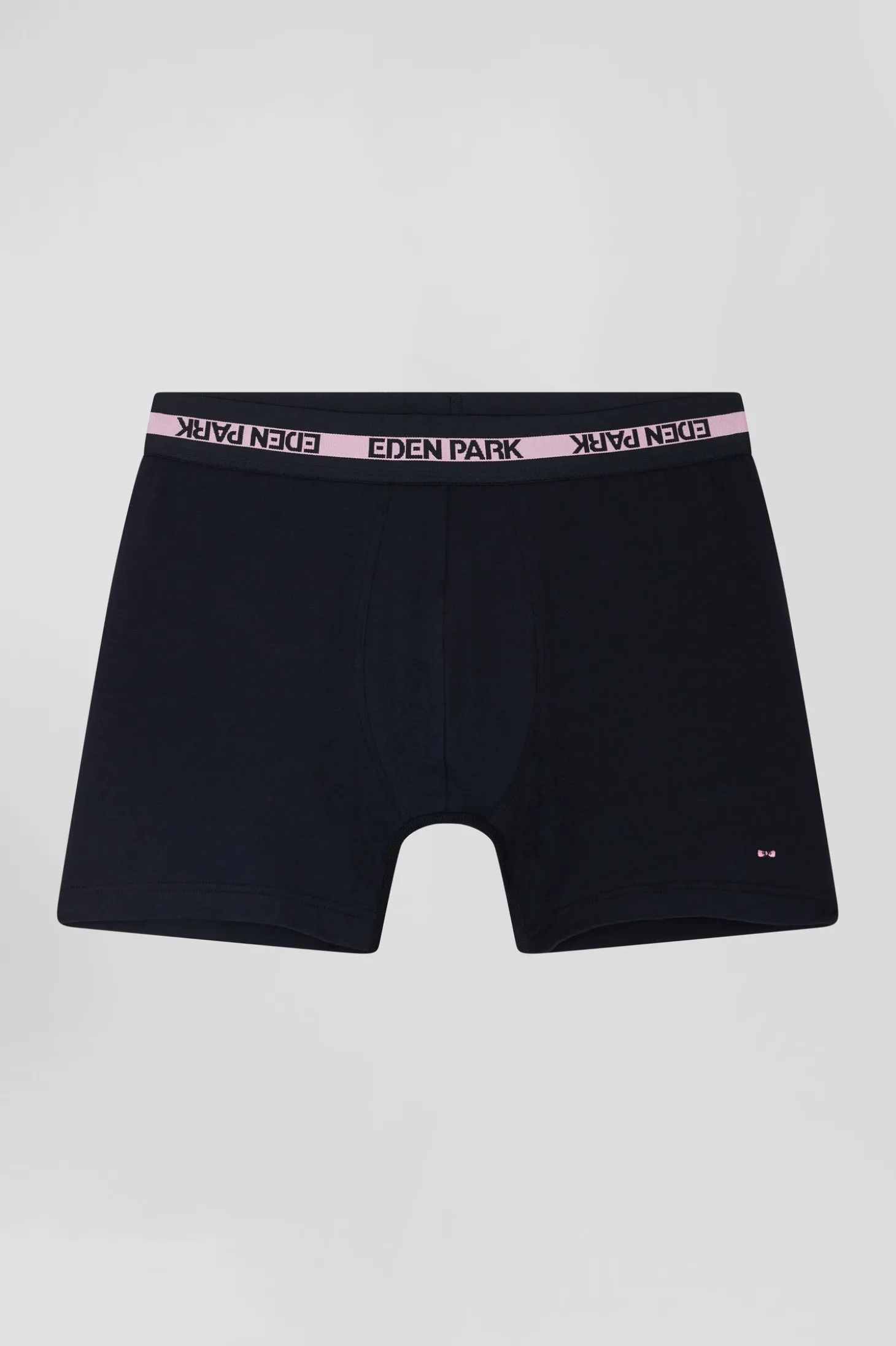 Boxer en coton stretch élastique taille siglé bleu marine