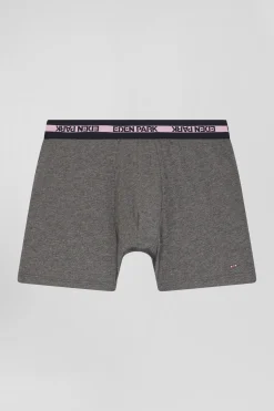 Boxer en coton stretch élastique taille siglé gris anthracite