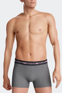 Boxer en coton stretch élastique taille siglé gris anthracite