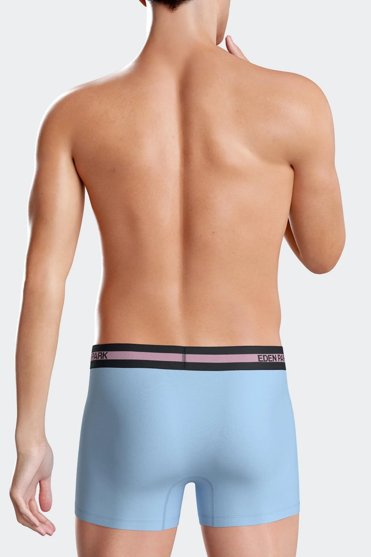 Boxer en coton stretch élastique taille siglé ciel